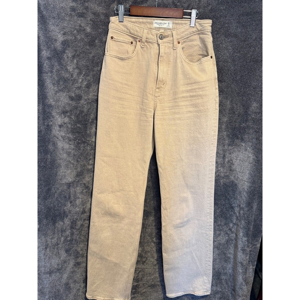Abercrombie‎ & Fitch 90s Relaxed Jean High Rise Tan Khaki Denim Womens 26 2XL